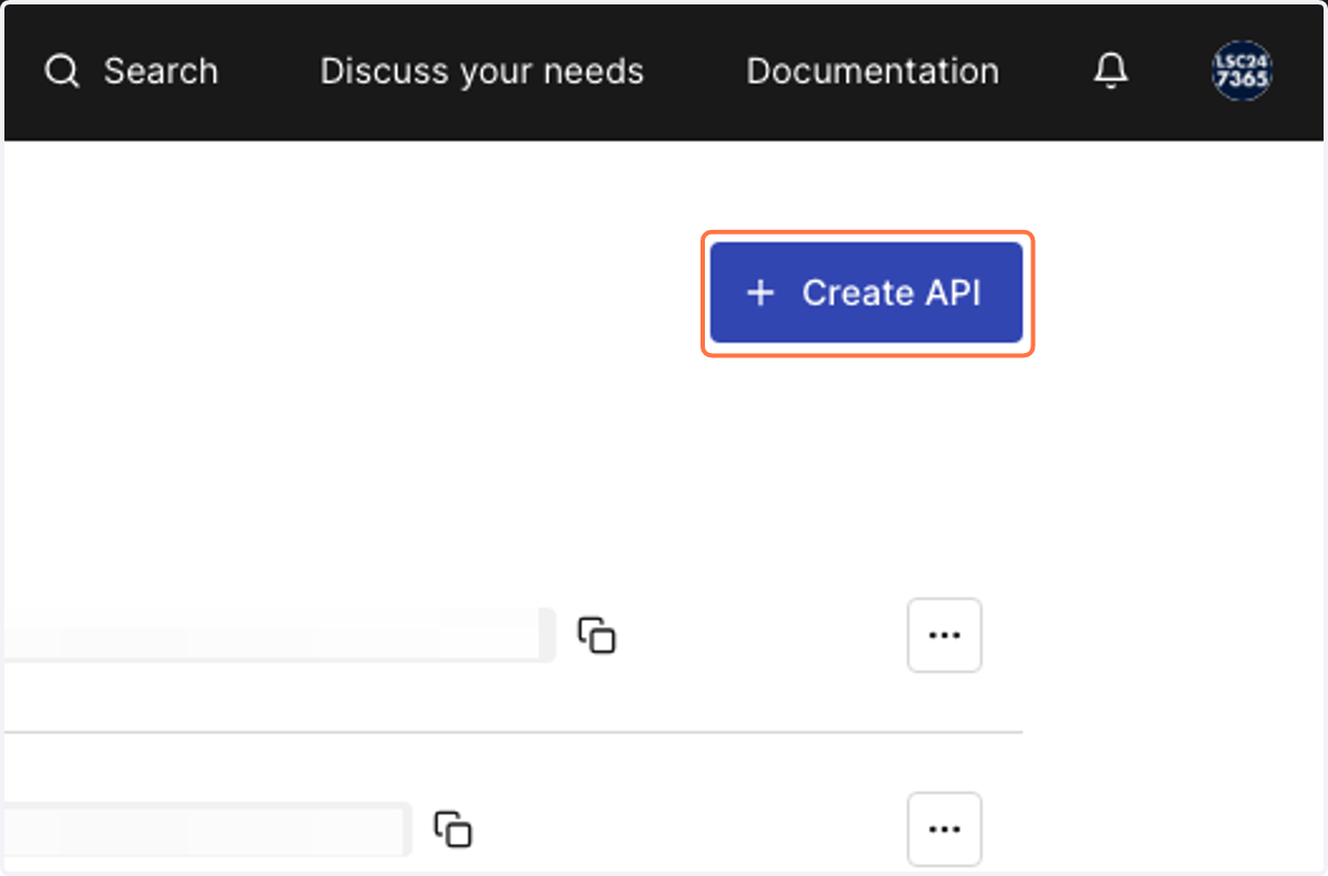Click on Create API