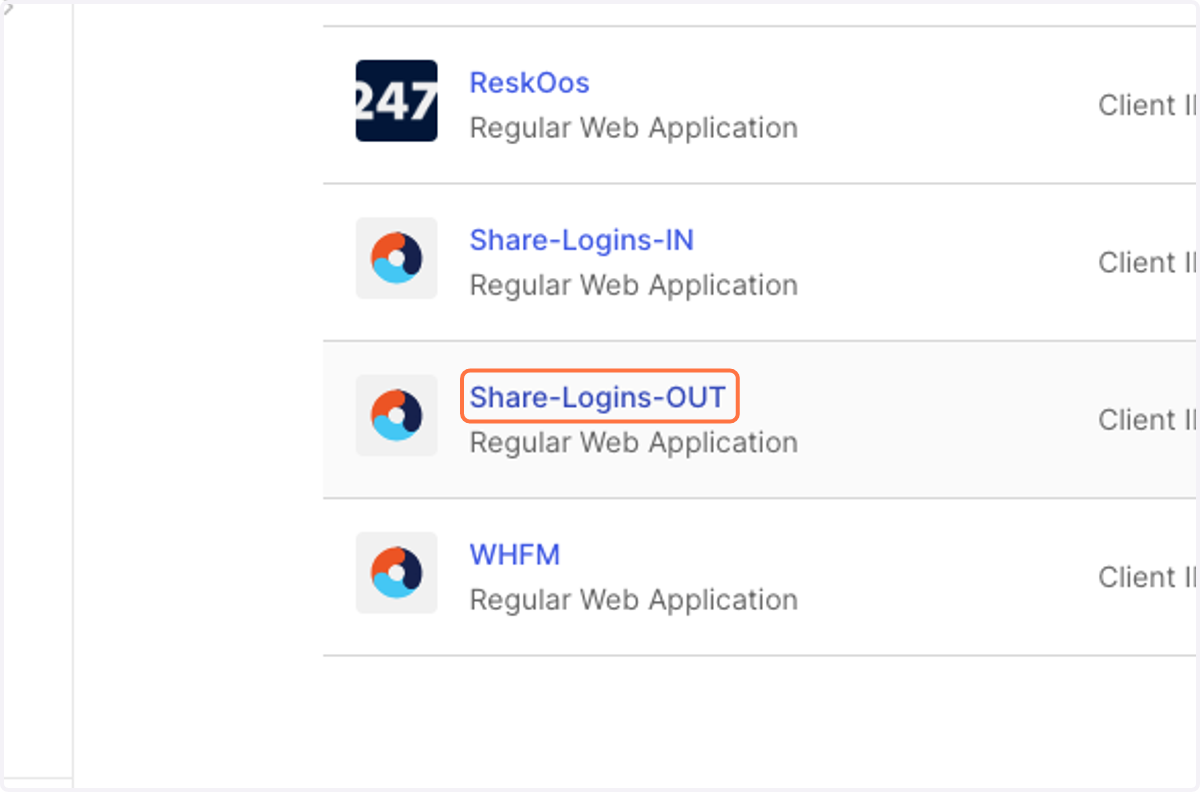 Click on Share-Logins-OUT
