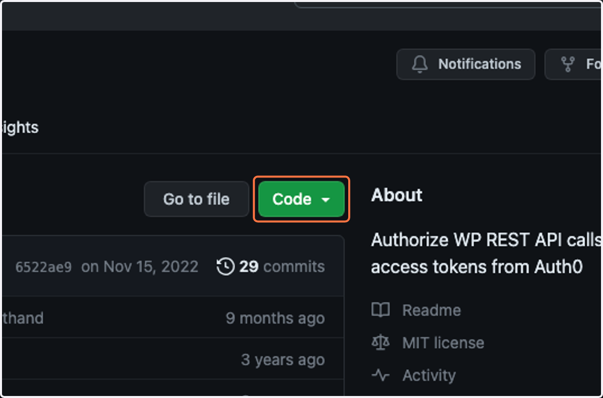 Click on Code