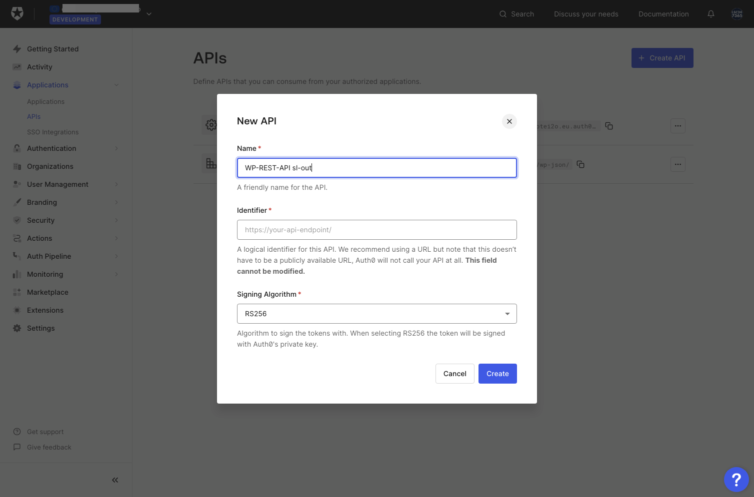 Type "WP-REST-API sl-out"