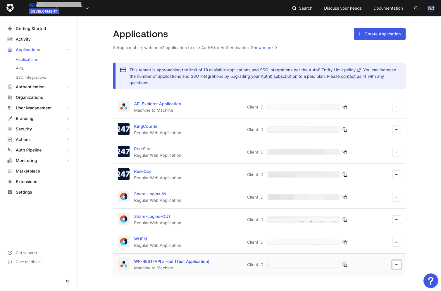 Click on WP-REST-API sl-out (Test Application)