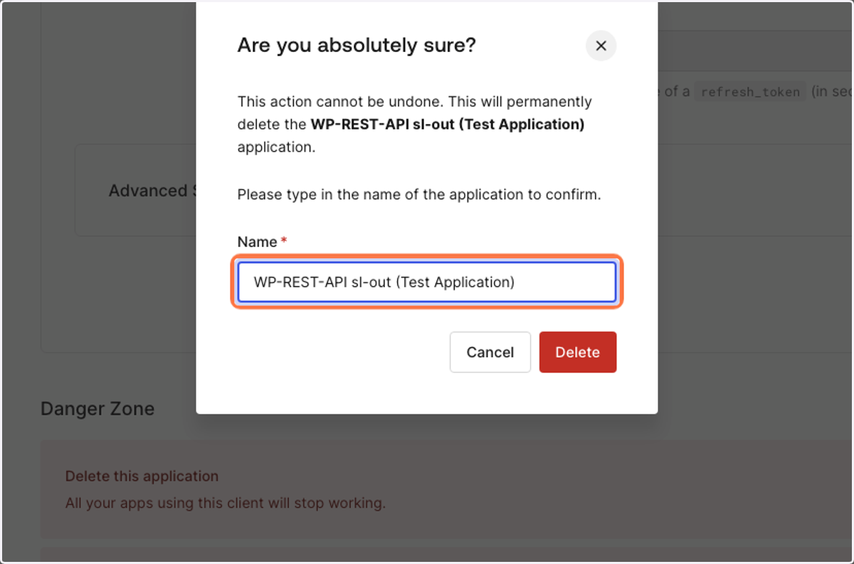 Type the application name