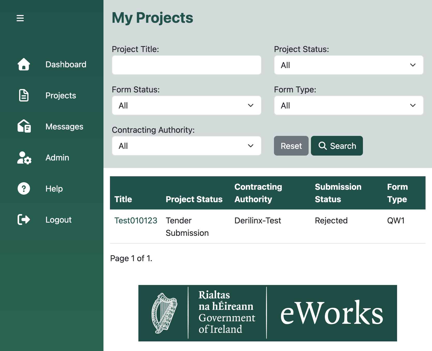 Click on projects
