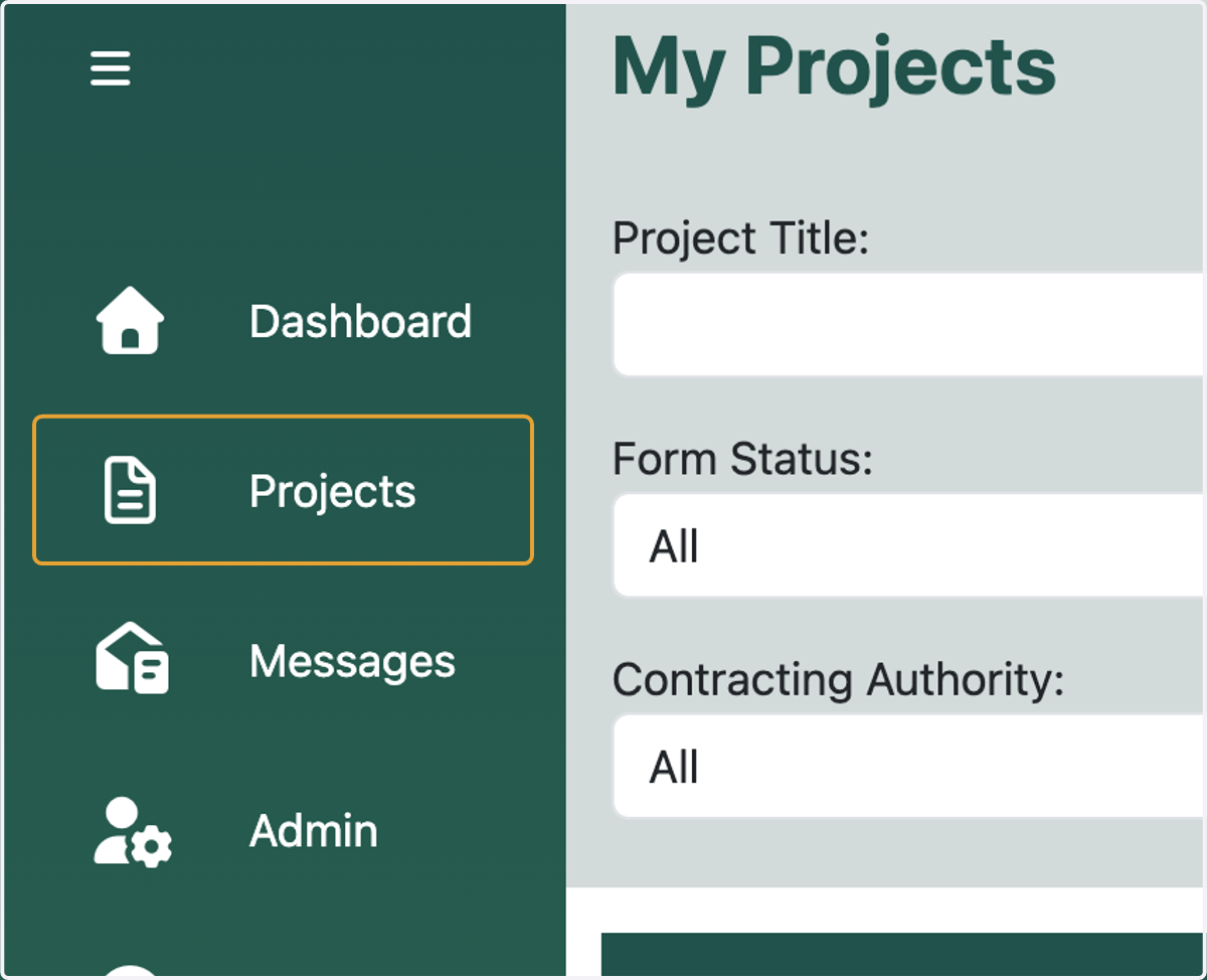 Click on projects