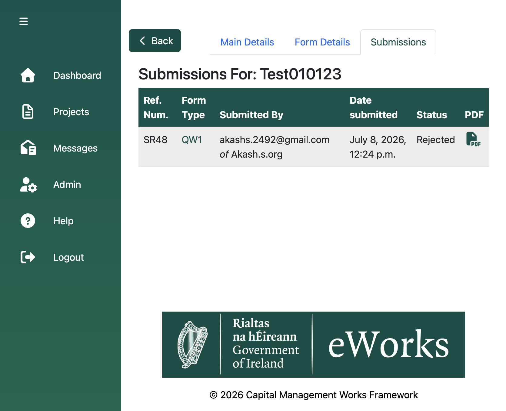 Here you can view the status