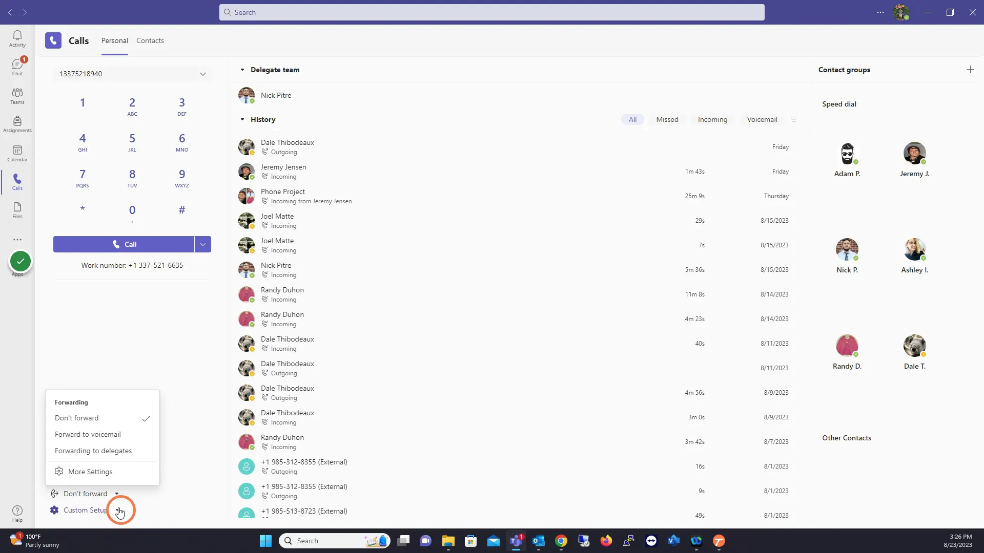 Forwarding Options Selected Below