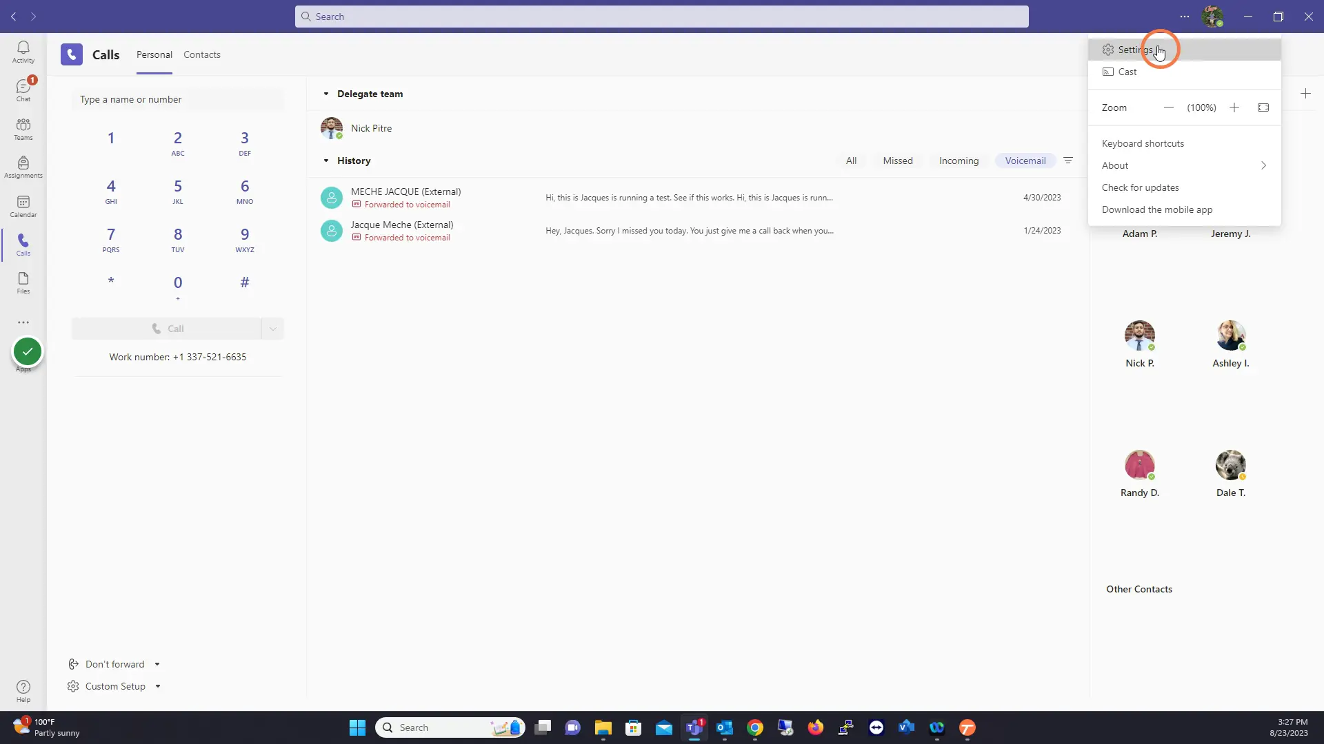 Click the 3 dotted line and select settings
