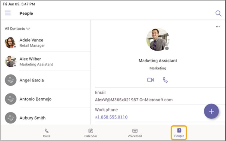 Contact Screen on MP56 Phone
