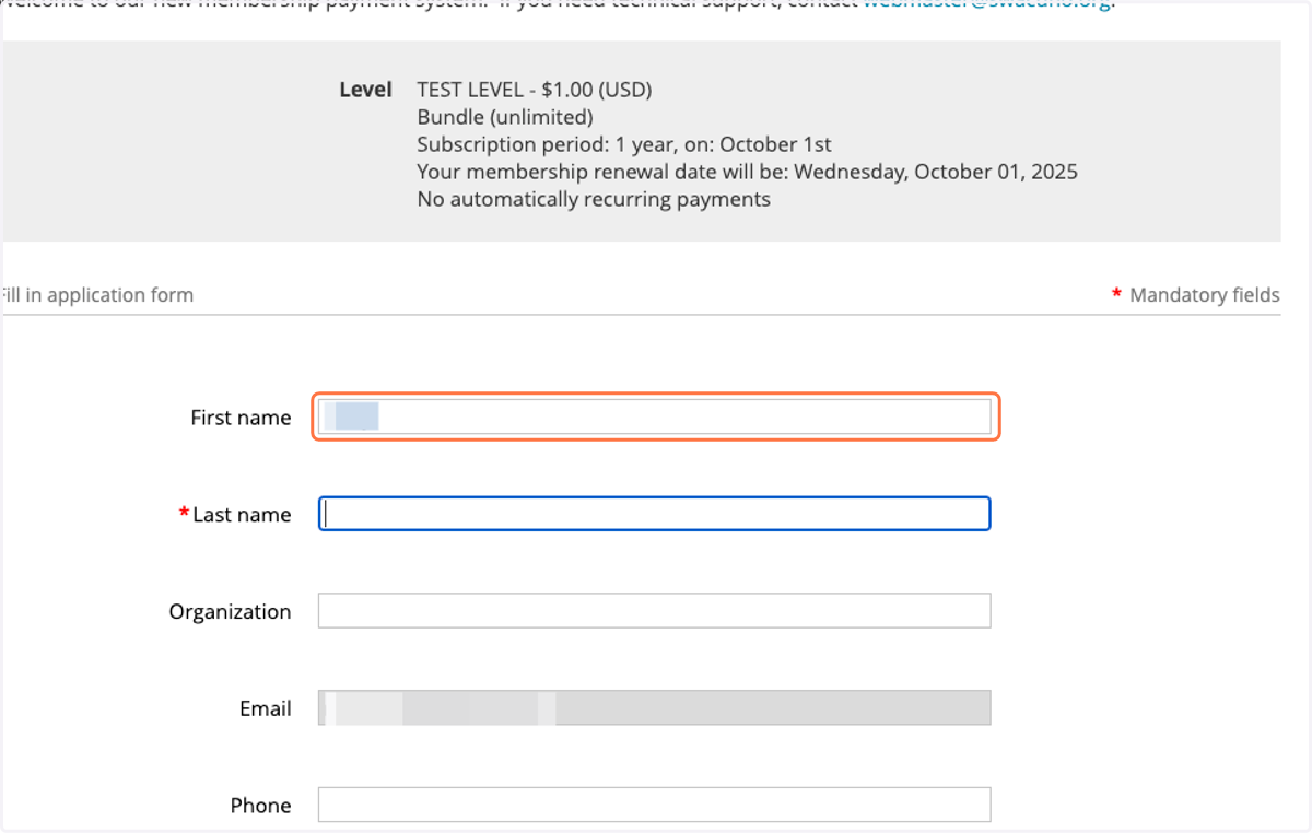 Complete account holder information fields
