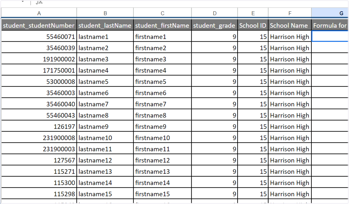 Click the blank cell in a new column in your spreadsheet