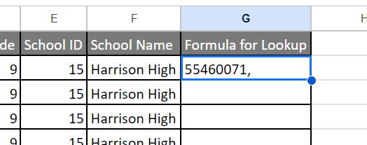 Click and drag the blue circle to copy the formula to all the cells