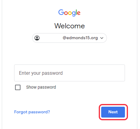 Enter your Edmonds School District password and click Next