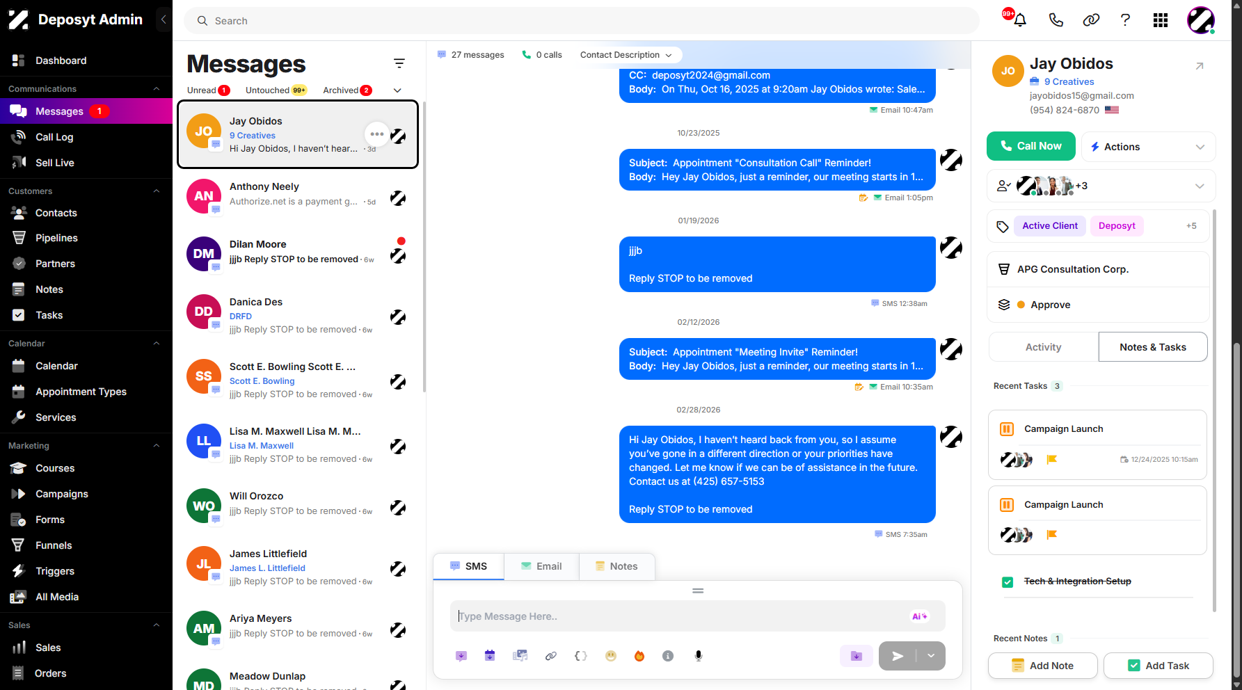 Step 2: Select a message, then click on it.