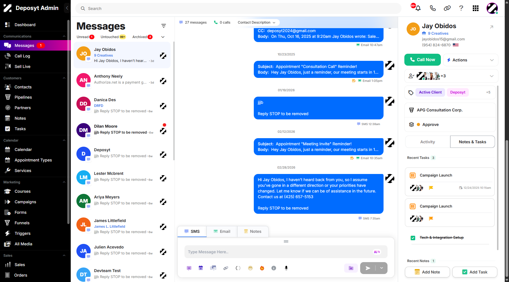 Step 1: On your Dashboard, navigate to the Messages tab under the Communications section.