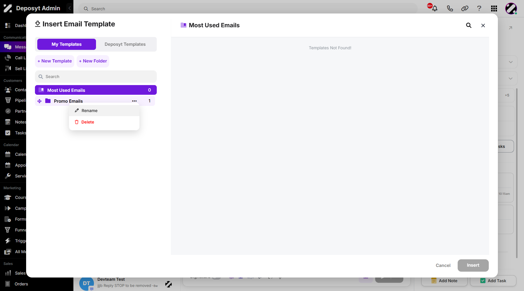 Step 7: Existing folders can also be renamed or deleted if needed by clicking on the three-dot menu.
