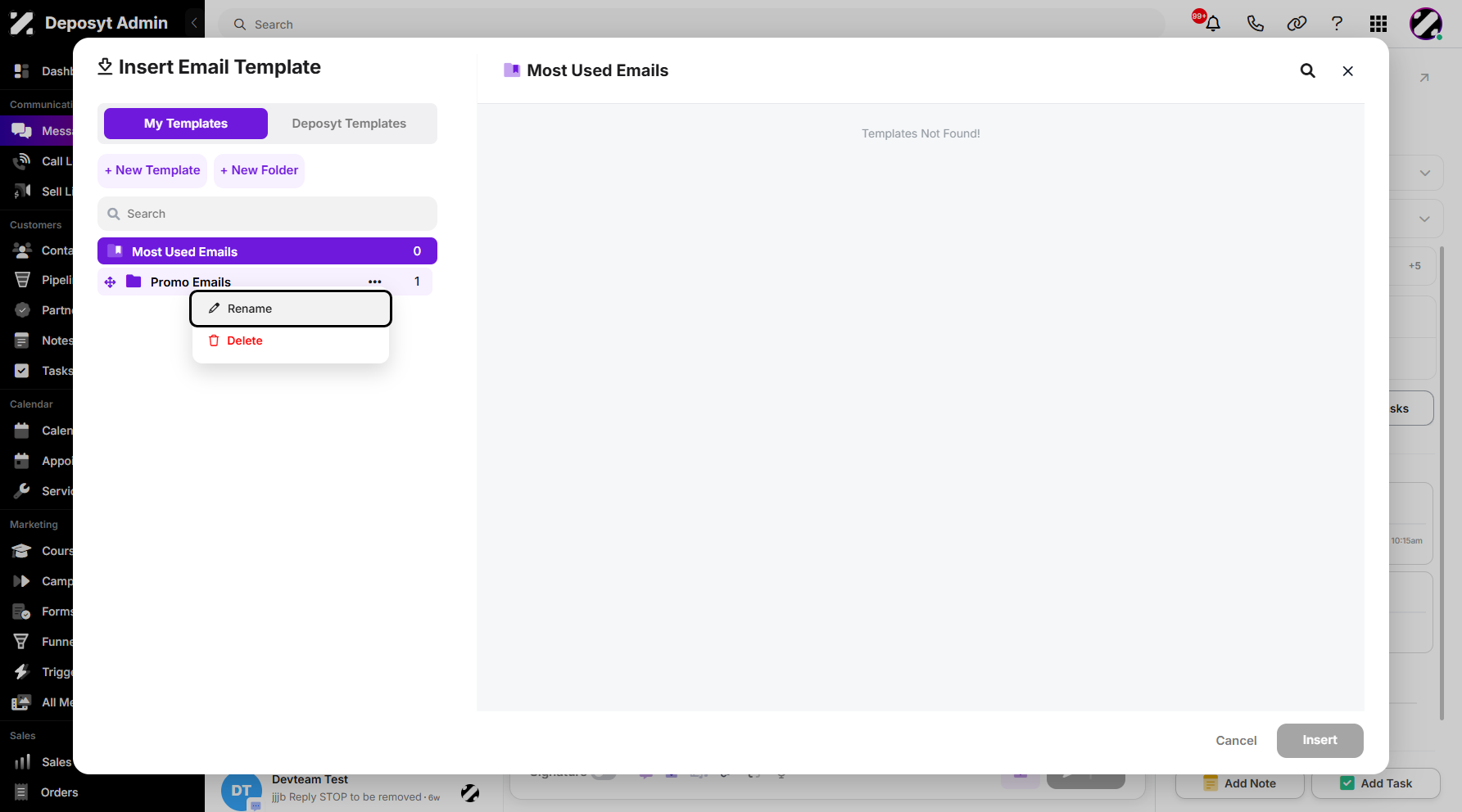 Step 7: Existing folders can also be renamed or deleted if needed by clicking on the three-dot menu.