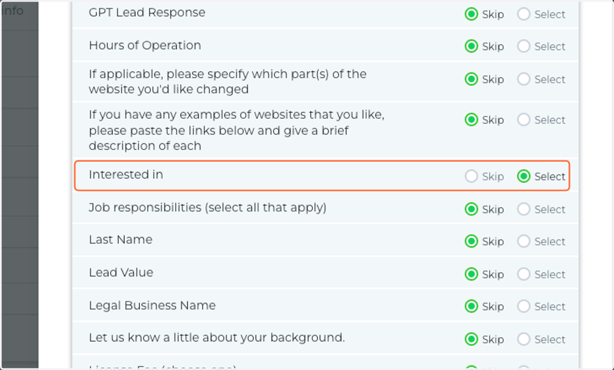 Select "interested in"