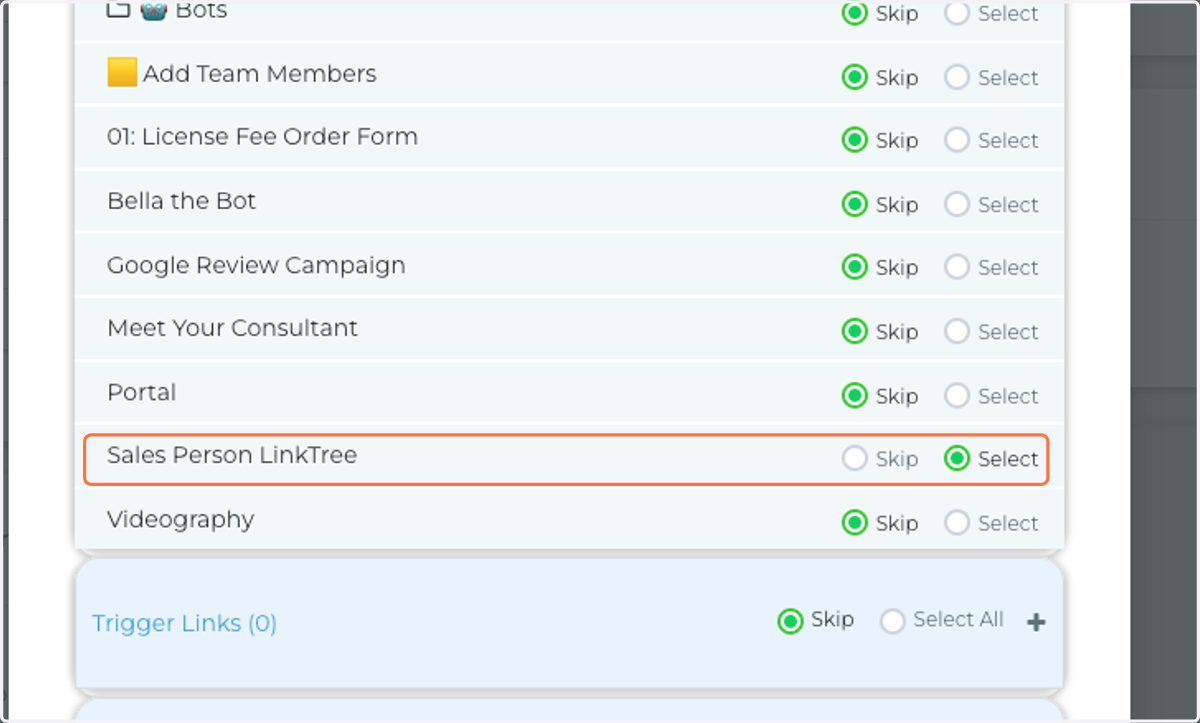 Select "Sales Person Linktree"