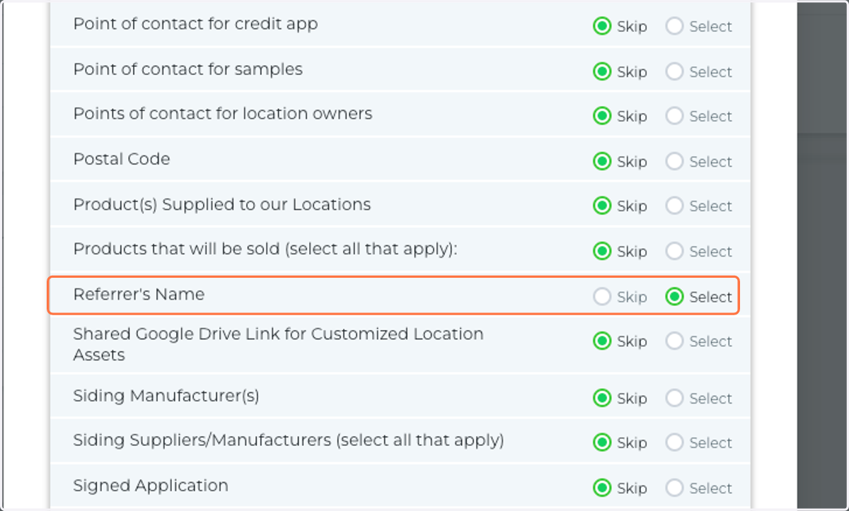 Select "referrer's name"