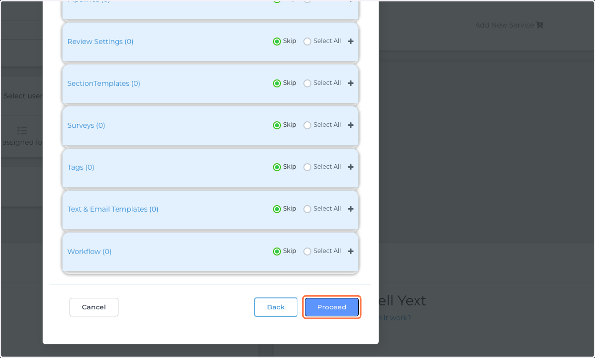 Click on Proceed at bottom right