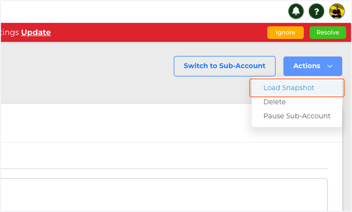 Click on Load Snapshot