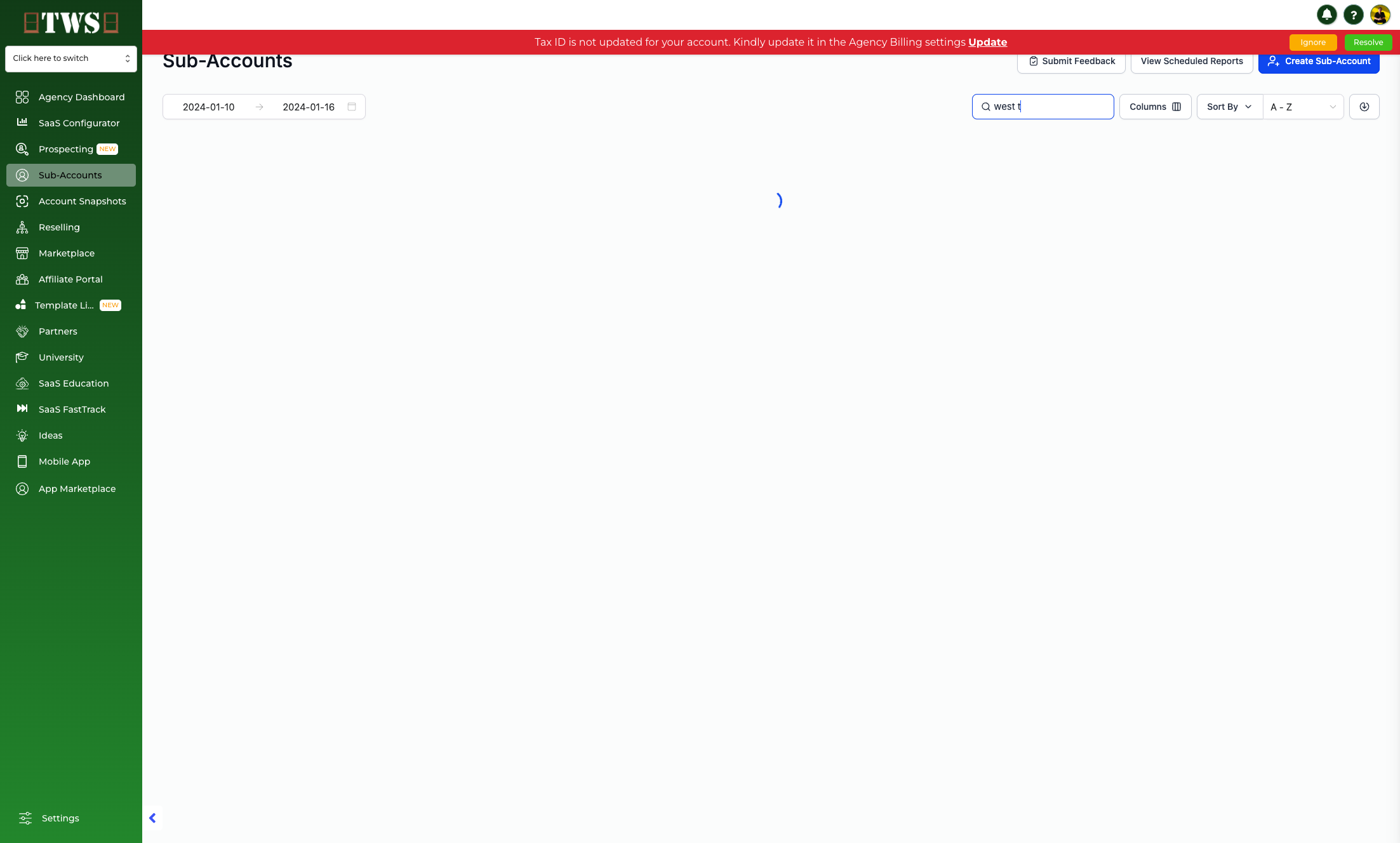Type to search for the account you want