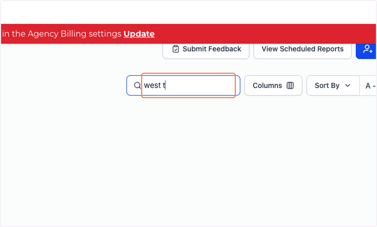 Type to search for the account you want