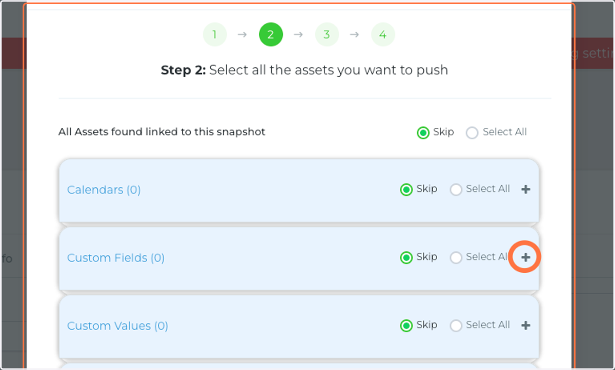 Click the "+" icon to expand "custom fields"