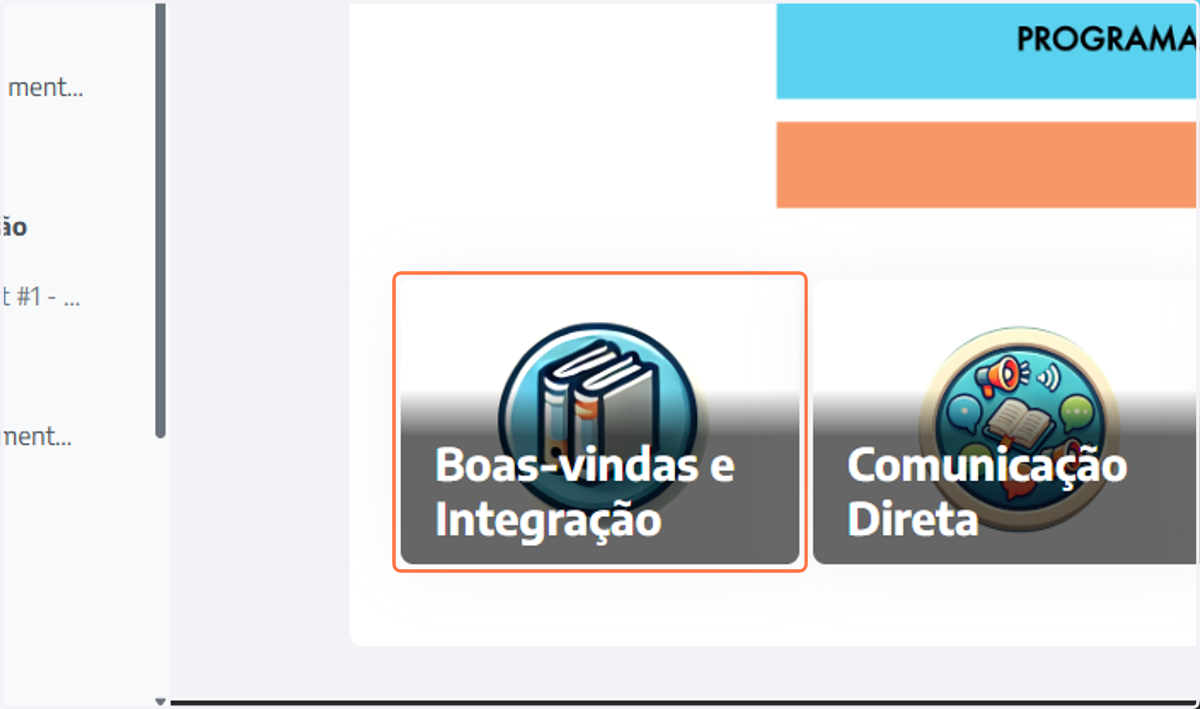 Click on Boas-vindas e Integração