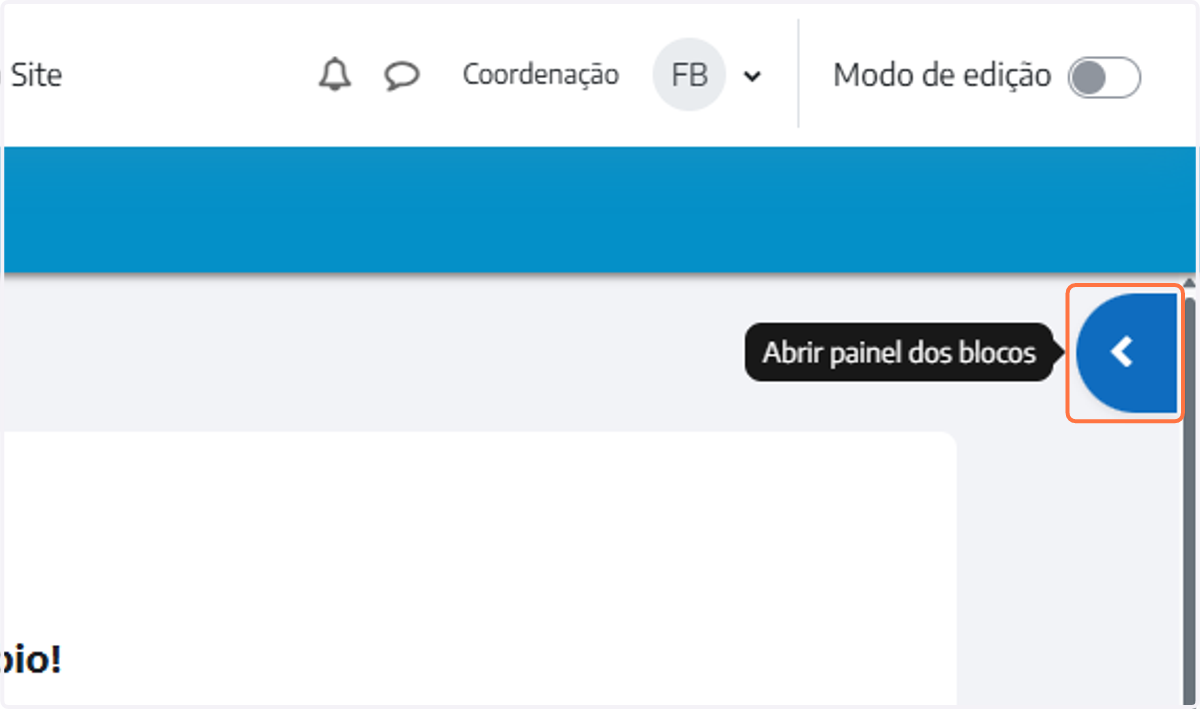 Click on Abrir painel dos blocos