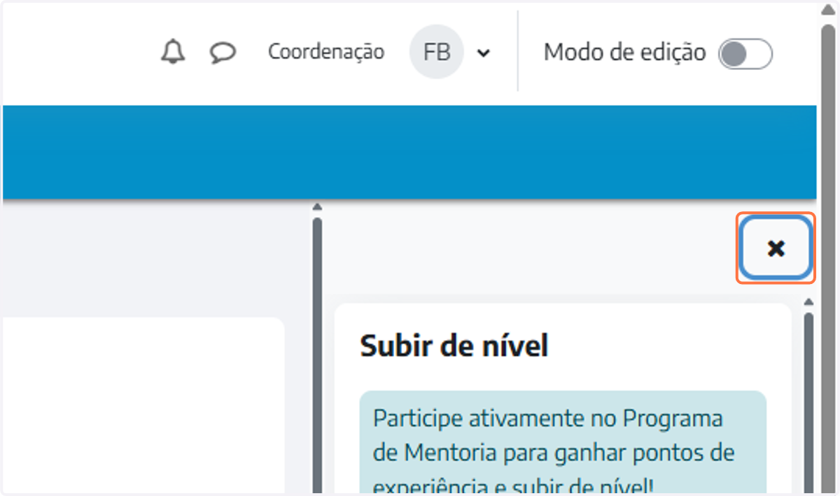 Click on Fechar painel dos blocos