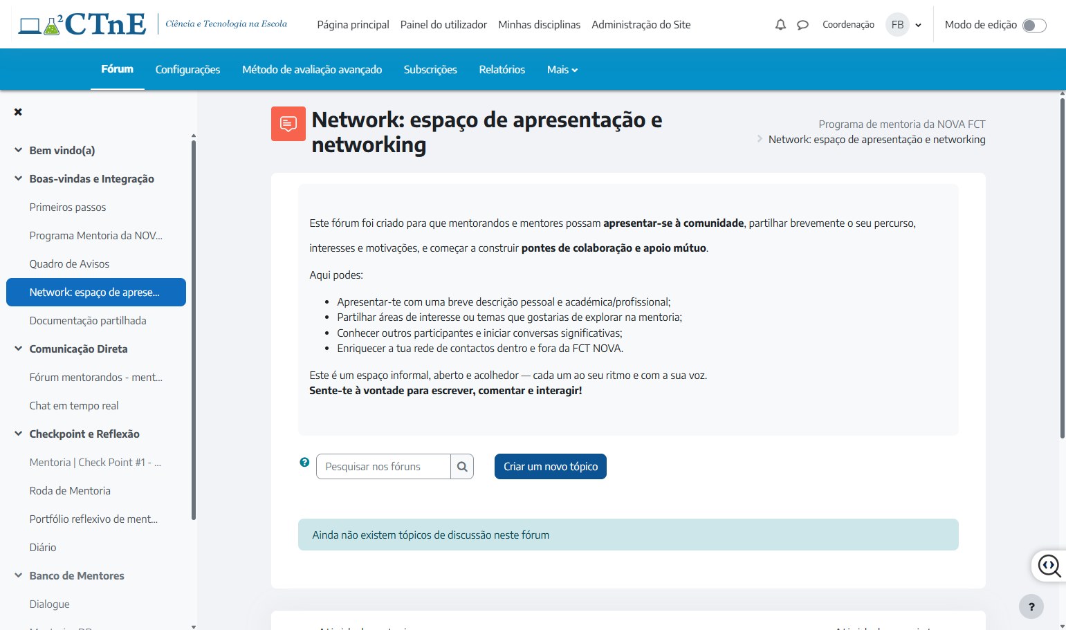 Click on Criar um novo tópico
