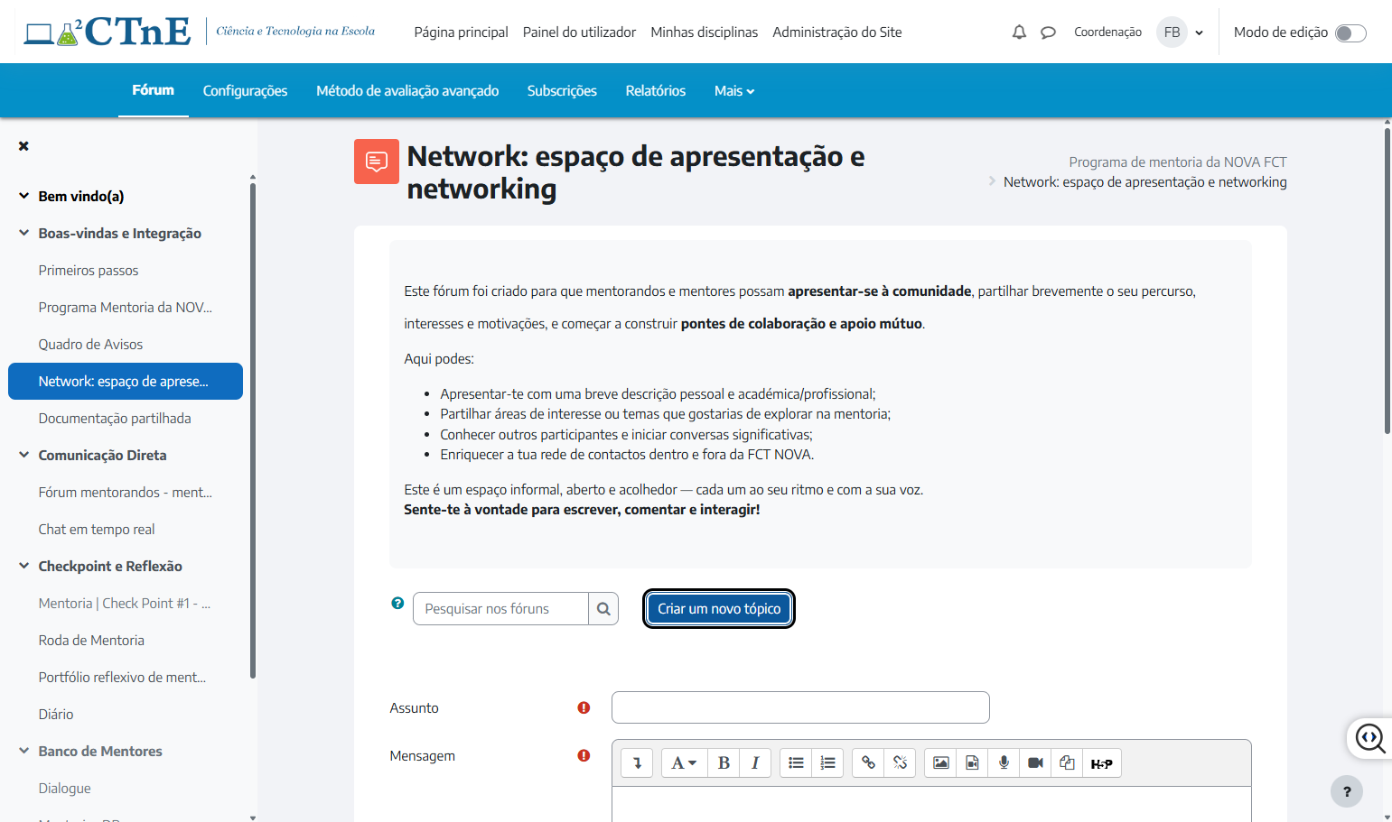 Click on Bem vindo(a)…