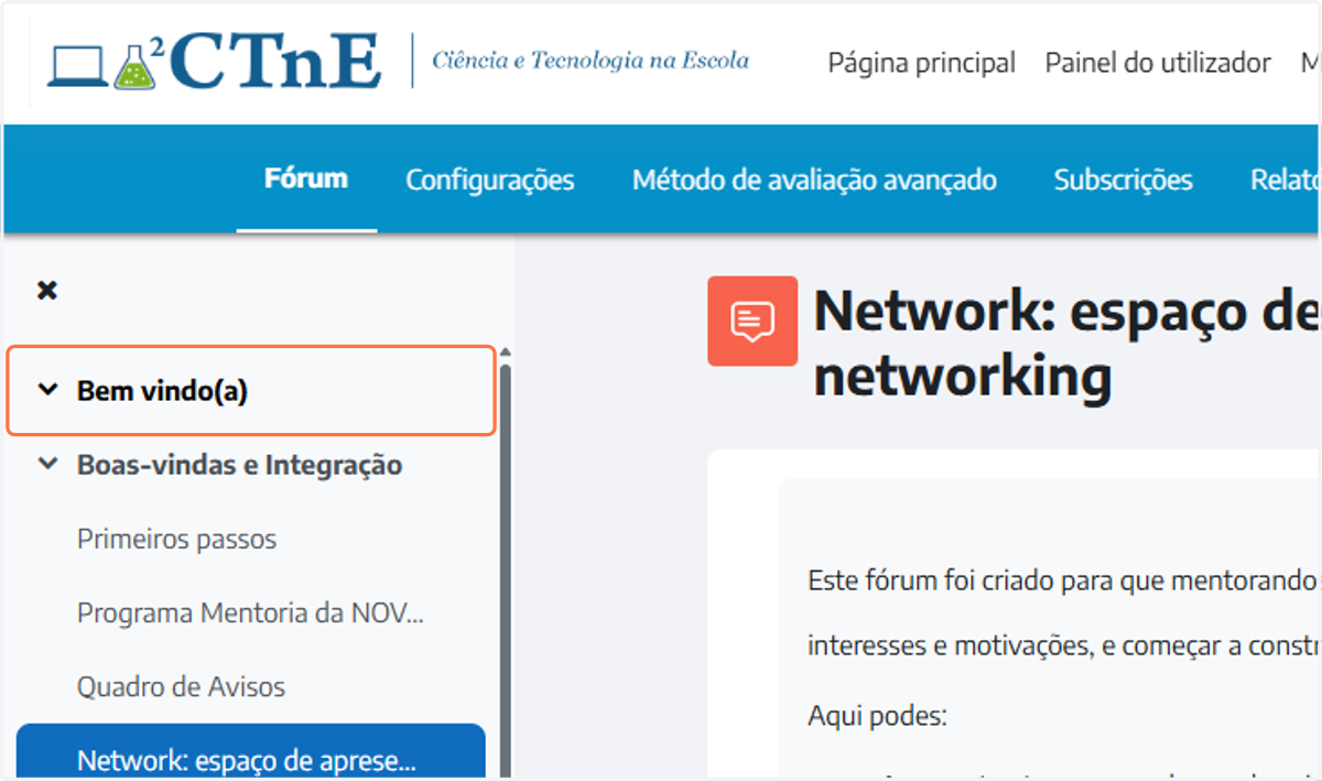 Click on Bem vindo(a)…