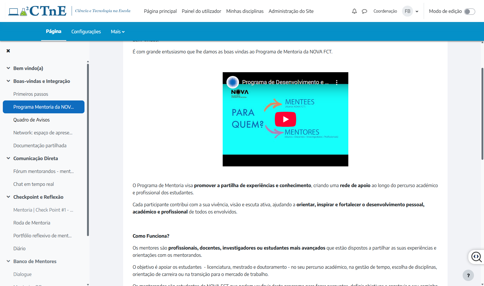 Click on Quadro de Avisos