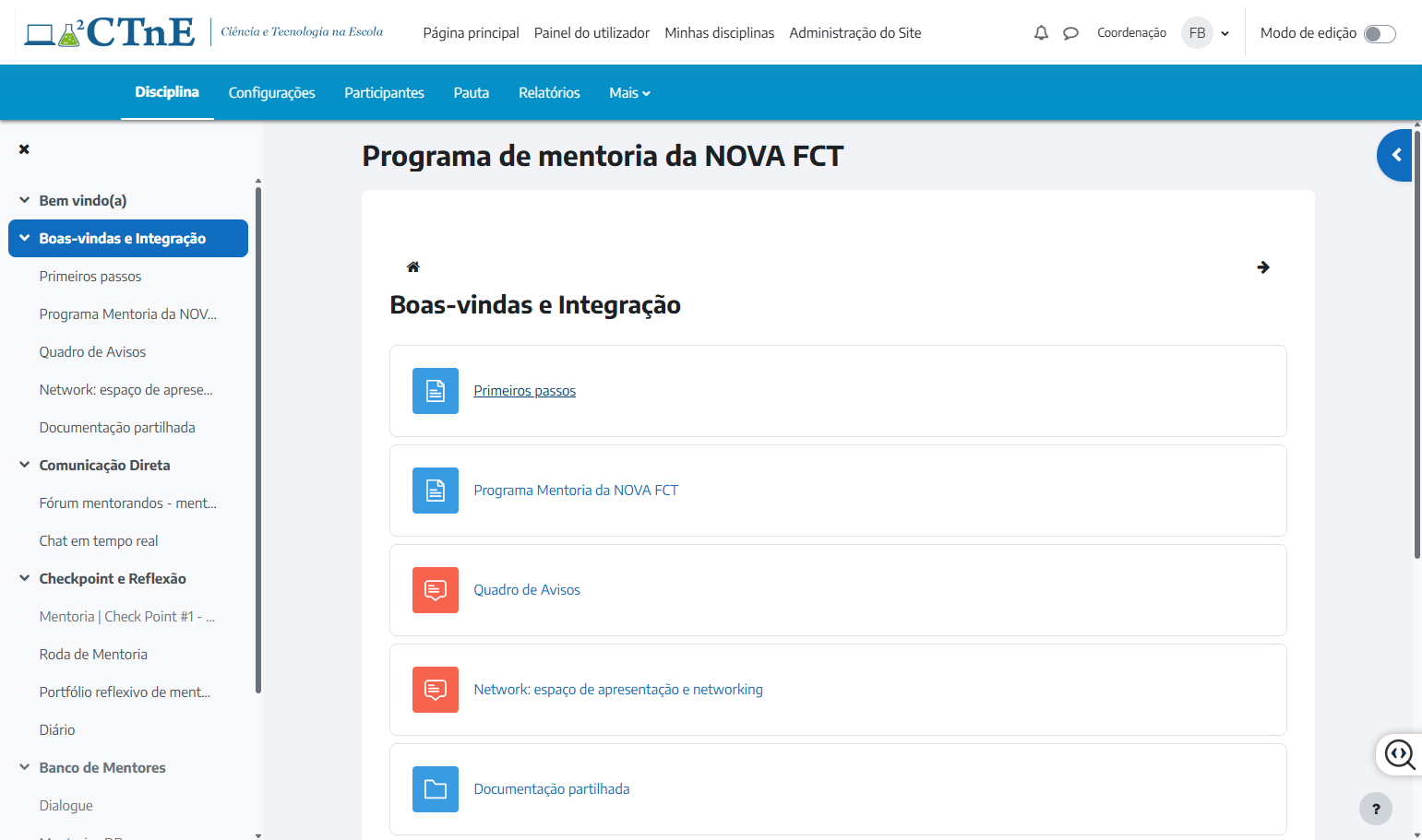 Click on Primeiros passos…