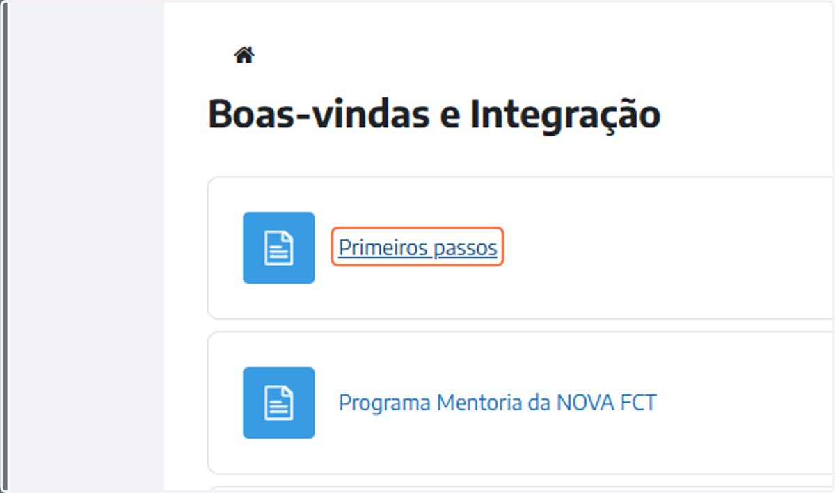 Click on Primeiros passos…