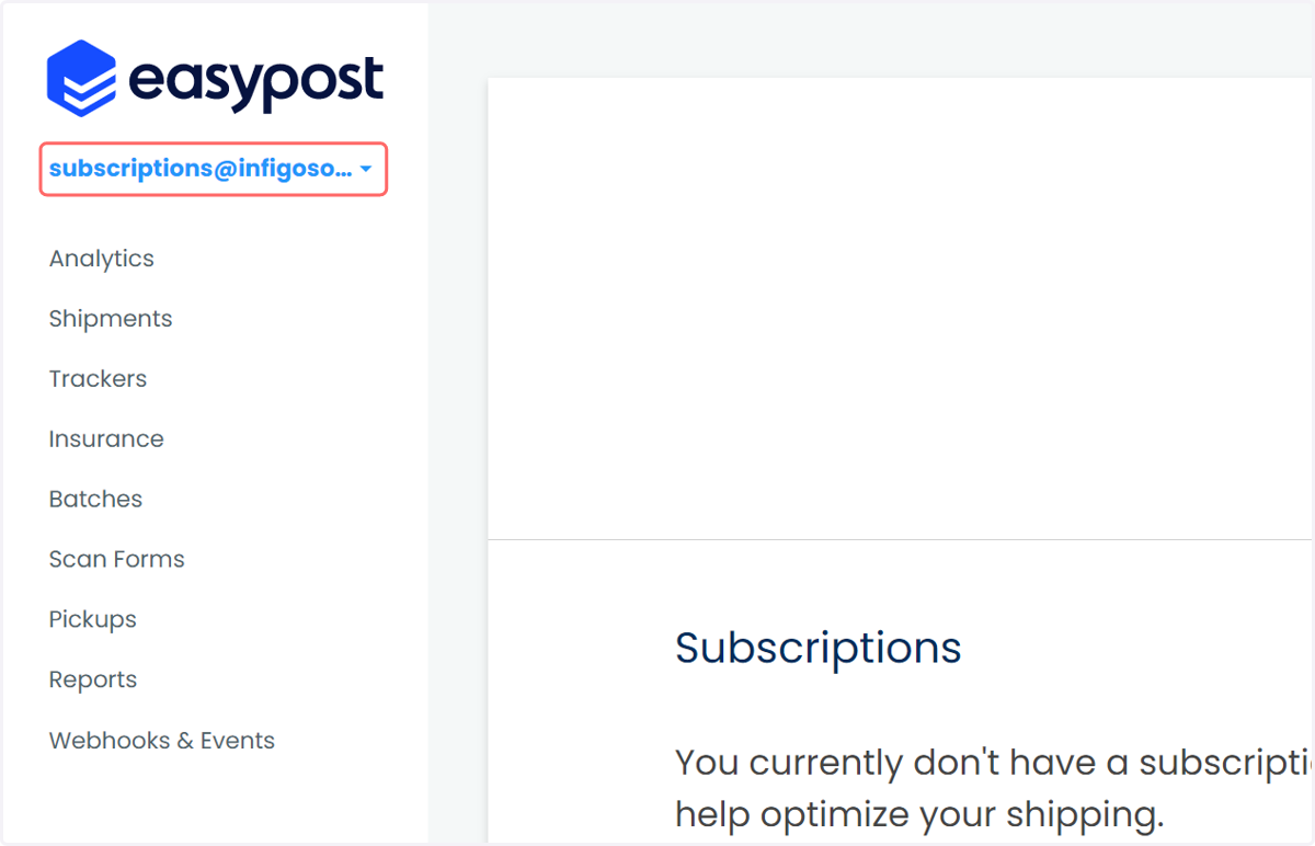 Next, we need to obtain the API keys to connect with Infigo. Begin by clicking your email address