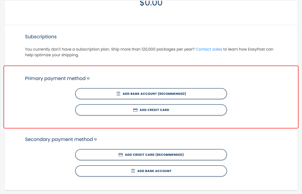 Set up payment methods