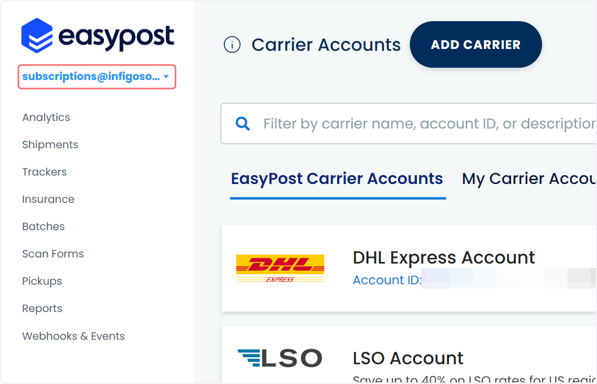 Next, we will set up payment information. Click on your email address to begin