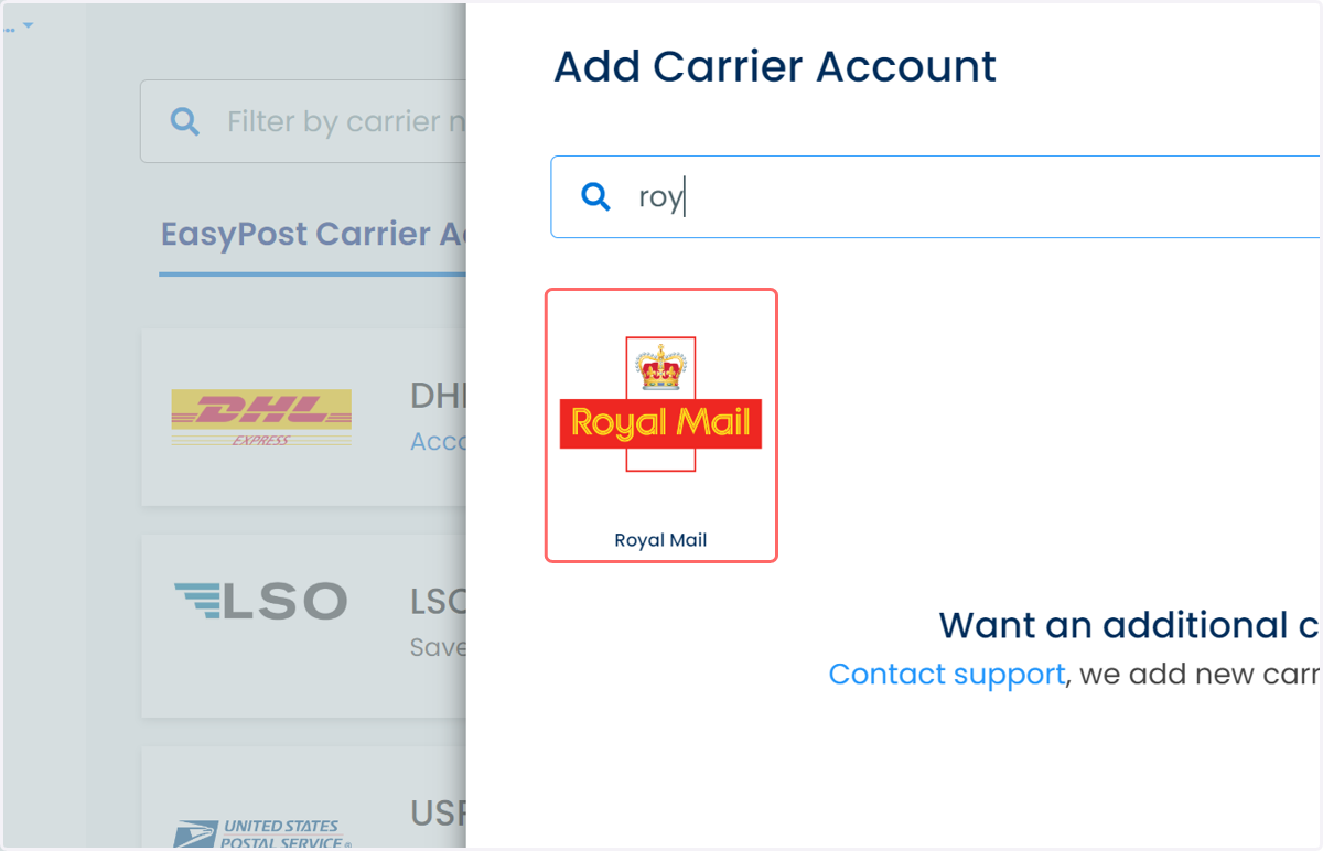 Click on your chosen carrier