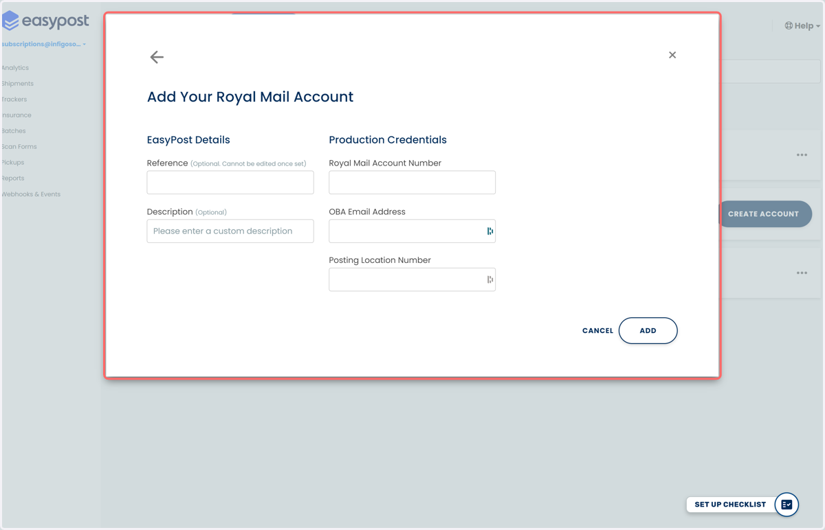 Add carrier account information