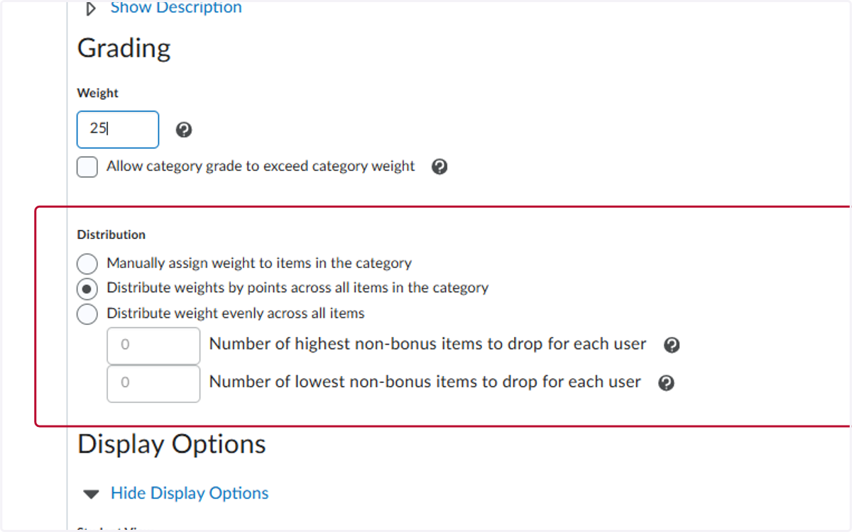 Select the Distribution for the points