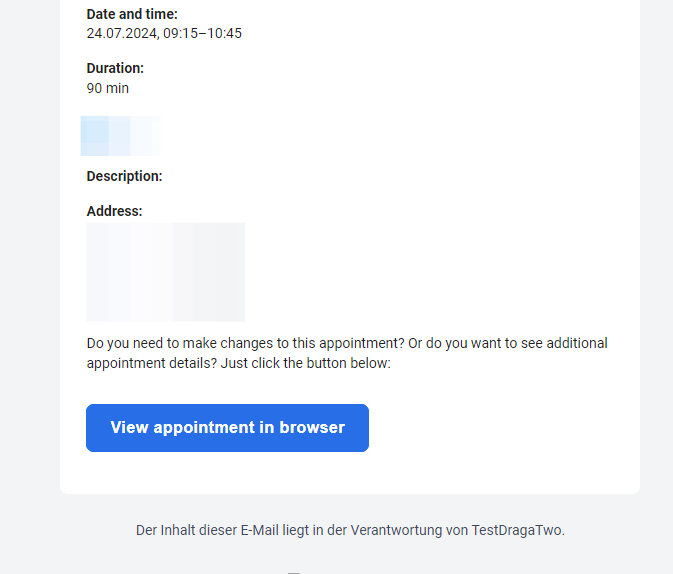 Click on View appointment in browser