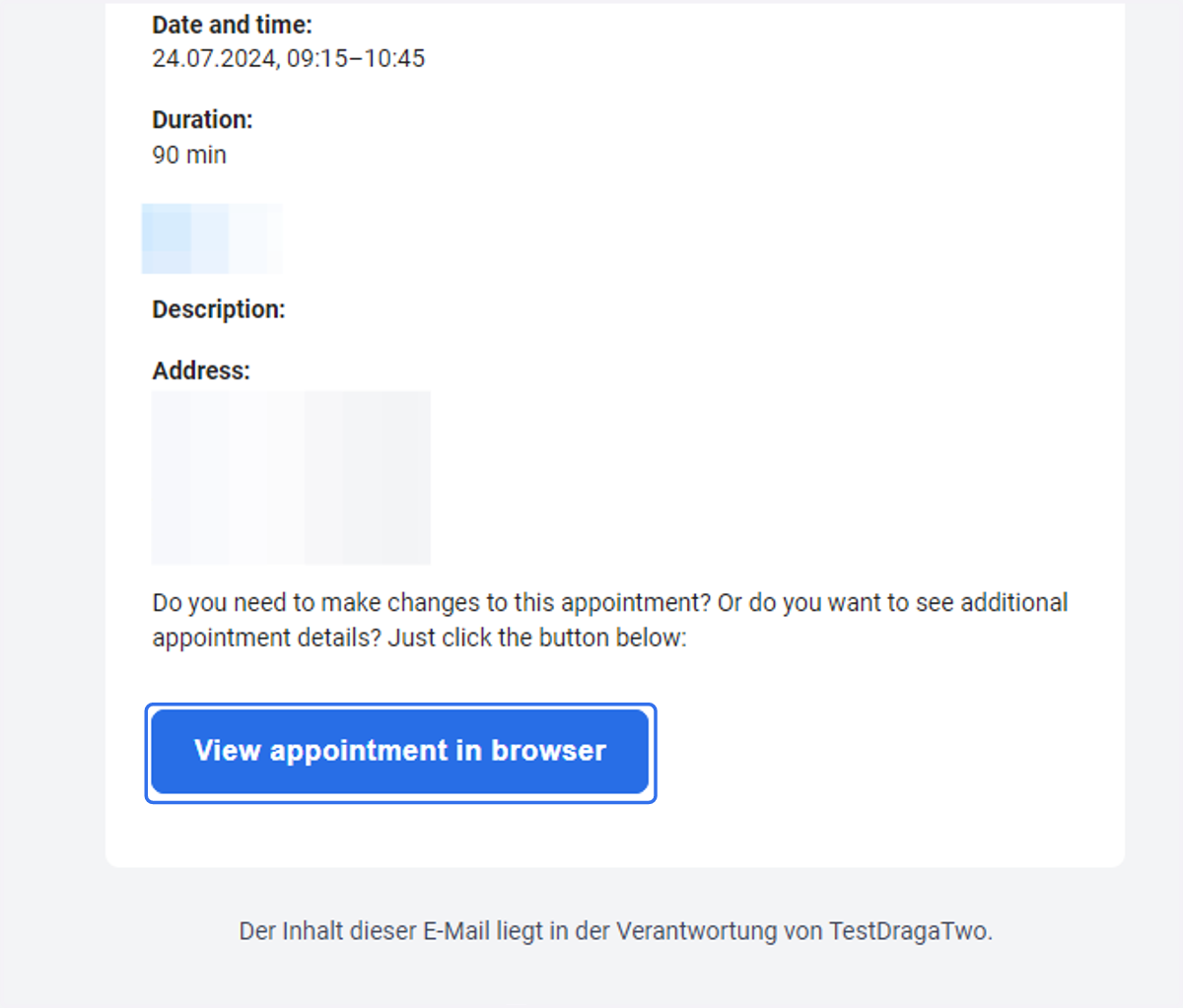 Click on View appointment in browser
