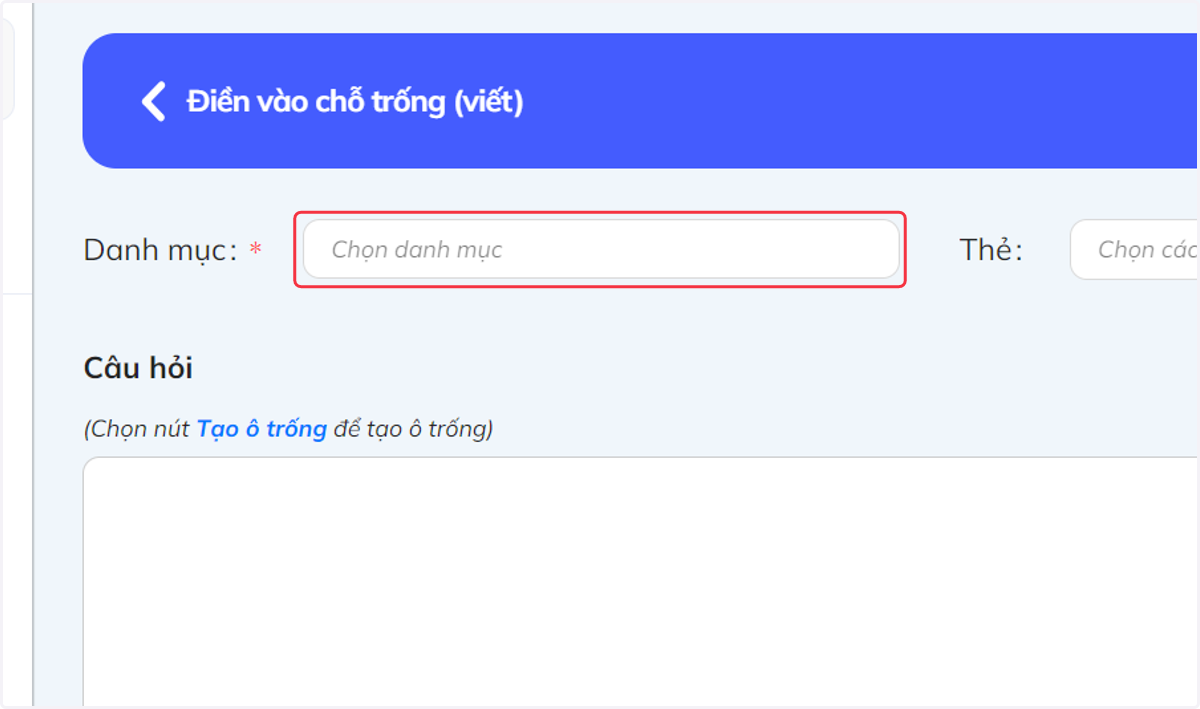 Nhấn vào "Danh mục". Sau đó chọn tên môn học tương ứng