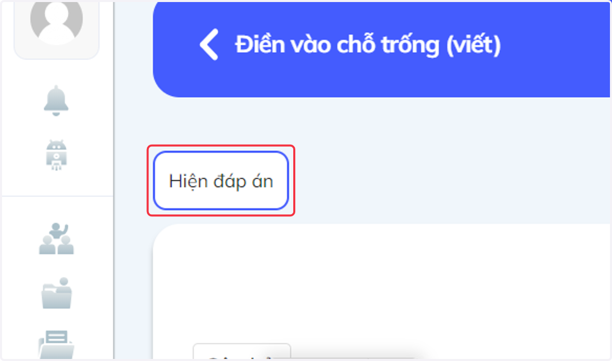 Nhấn chọn "Hiện đáp án" để kiểm tra đáp án