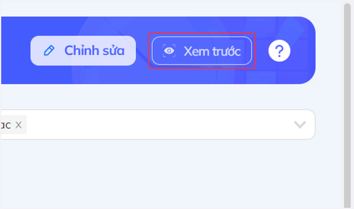 Nhấn chọn "Xem trước" để xem mẫu câu hỏi