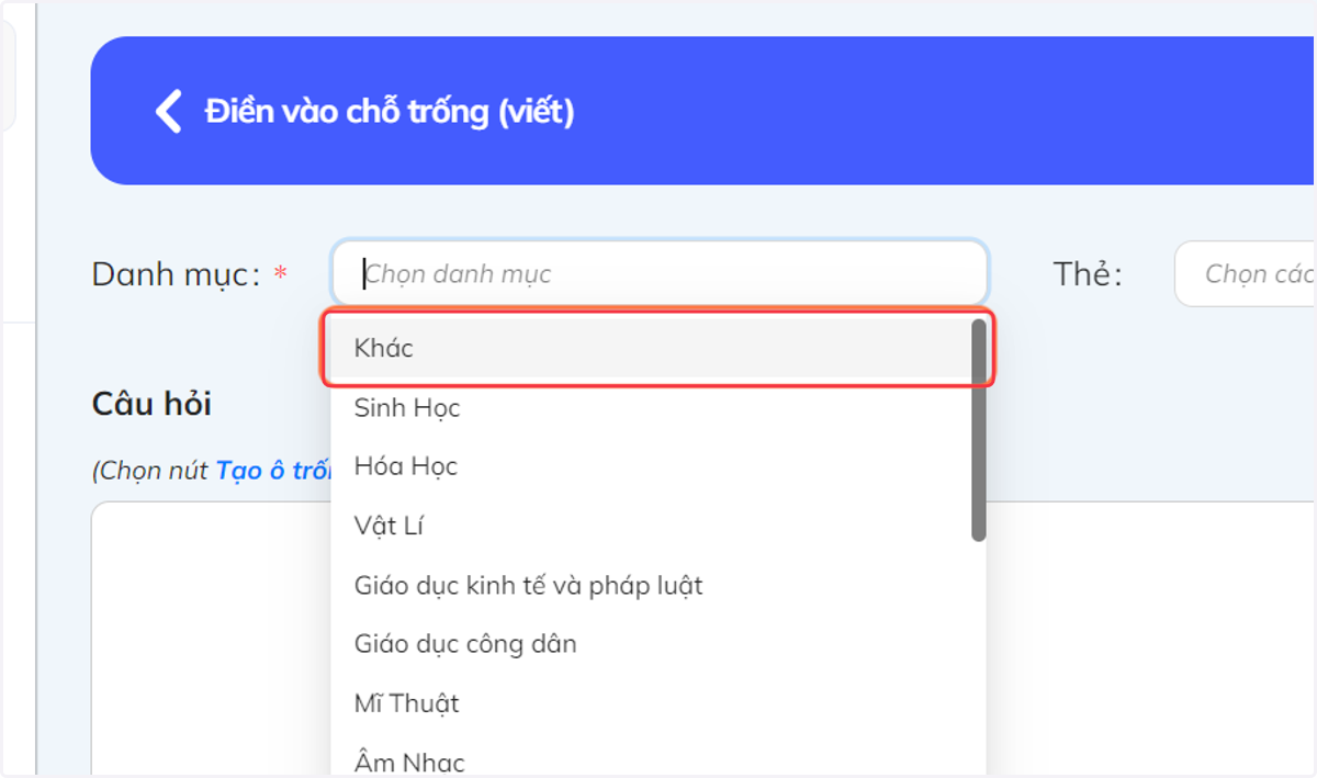 Nhấn chọn môn học