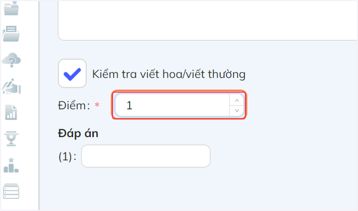 Tại khung "Điểm", nhập điểm